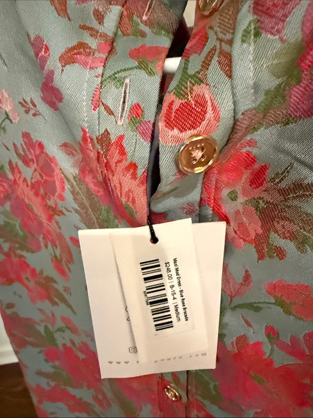 Sleeveless Floral Shift Dress - Pink Floral on Light Blue - Picture 3 of 6